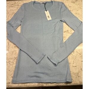 NWT $62 Michael Stars Emil Crew Neck Shine Tee OS 0428 Sky Blue Light Blue